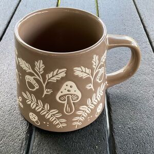 Tan Ceramic Mug with Woodland Design
